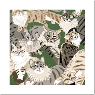 Cats Paradise Green Posters and Art